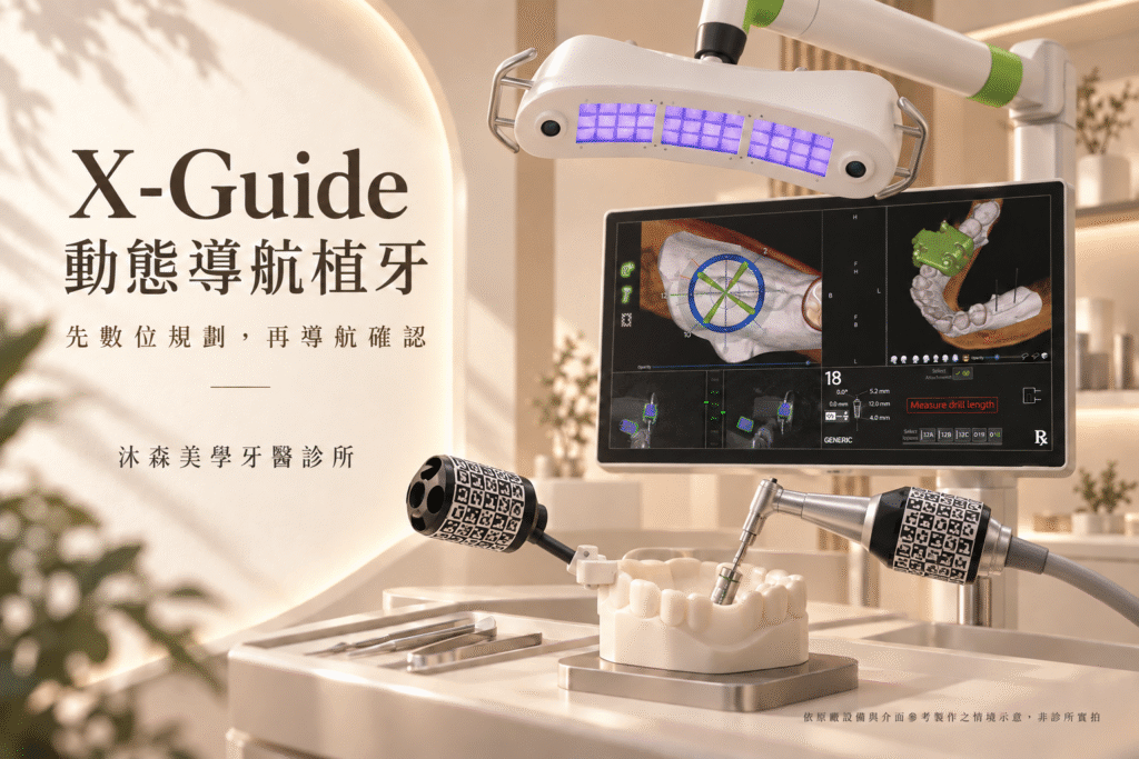 嘉義民雄沐森美學牙醫 X-Guide動態導航植牙概念插畫